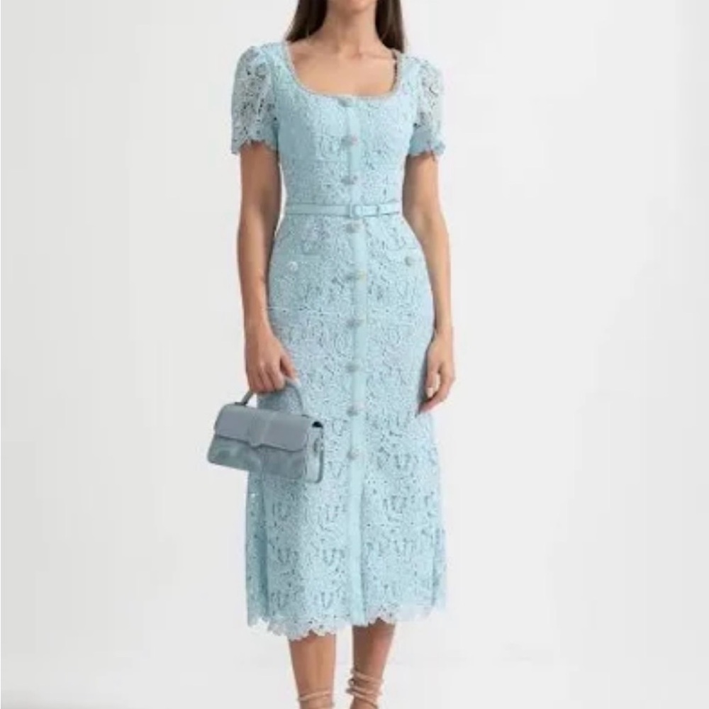 Elegant Blue Lace Dress